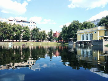 Reflection of buildings in water