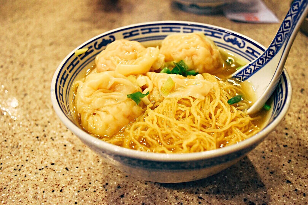 CLOSE-UP OF NOODLES WITH RICE IN BOWL