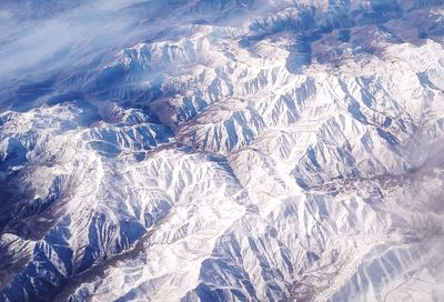 High angle view of snow covered landscape