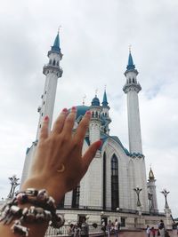 Low angle view of tourist tower against clear sky