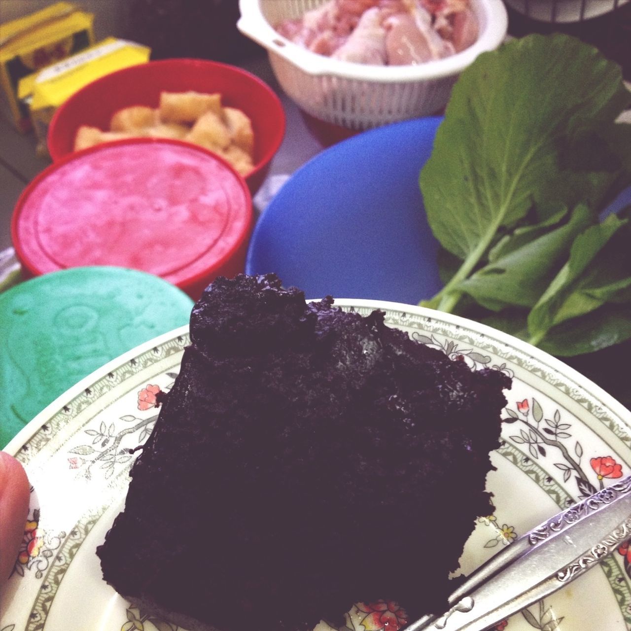 food and drink, freshness, indoors, close-up, still life, food, high angle view, sweet food, table, multi colored, plate, ready-to-eat, indulgence, dessert, focus on foreground, part of, one person, day, cropped