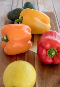 Close-up of fruits and vegetables on table