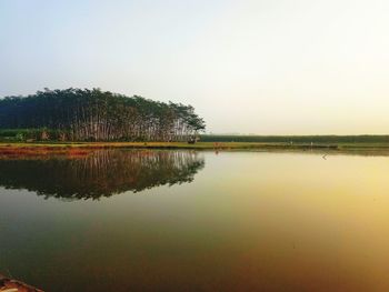 Scenic view of lake against clear sky