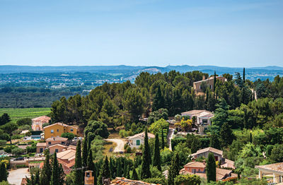 Panoramic of provence hills seen from the chateauneuf-du-pape village, in the french provence.