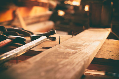 Close-up of wooden plank