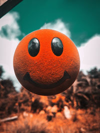 Close-up of red pumpkin against blurred background