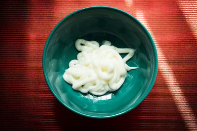 High angle view of ice cream in bowl