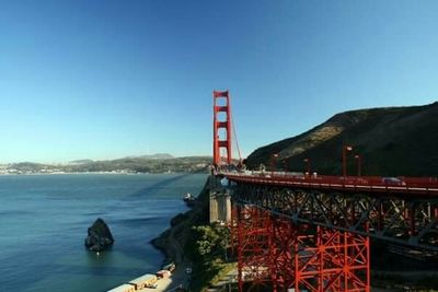 Suspension bridge against clear sky