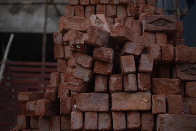 Close-up of stack of rusty metal