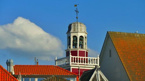 Low angle view of building against blue sky