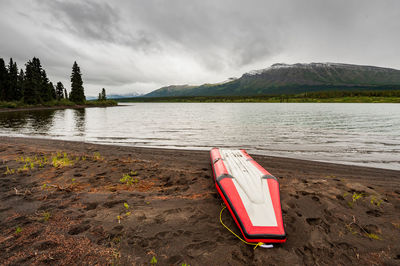 Scenic view of lake against sky