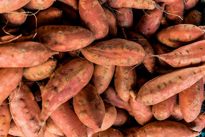 Full frame shot of sweet potatoes for sale at market