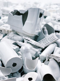 Close-up of damaged plastic equipment