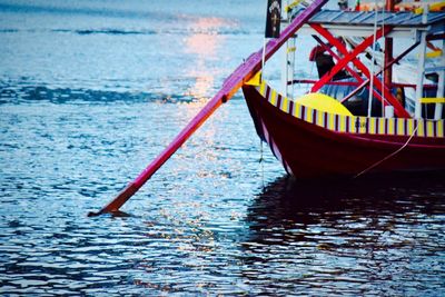 Boat moored in sea