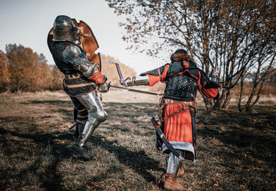 Warriors fighting in forest