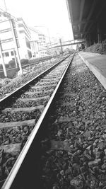 Railroad tracks in city