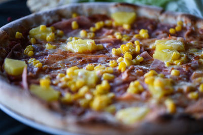 Delicious italian hawaiis pizza with fresh pineapple