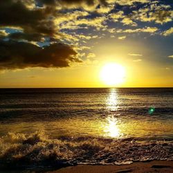 Scenic view of sea at sunset