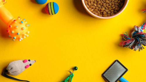 High angle view of multi colored pencils on table