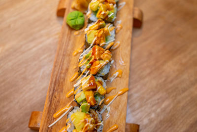 Close-up of sushi on table