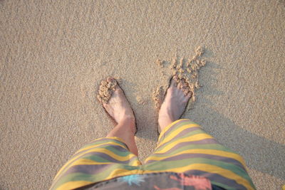 Low section of person standing on beach