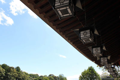 Low angle view of buildings against blue sky