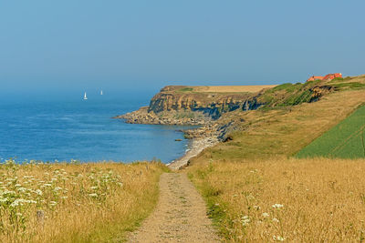 Scenic view of sea against clear sky