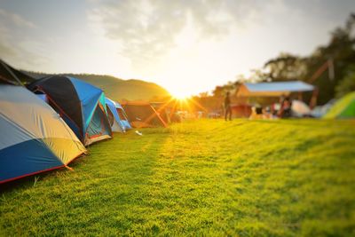 The morning scenery, camping on vacation