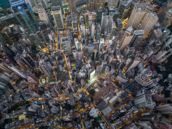 High angle view of buildings in city