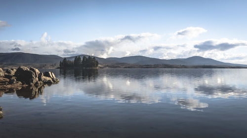 Scenic view of lake against sky