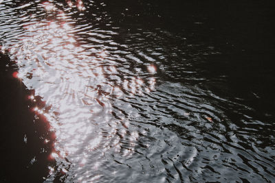 High angle view of reflection in lake