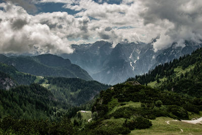 Scenic view of mountains against sky