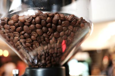 Close-up of coffee beans in container