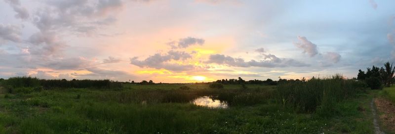 Panoramic view of landscape against sky during sunset