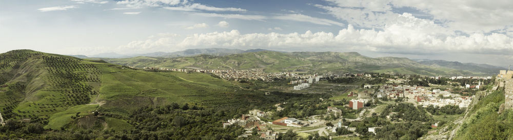 Panoramic view of townscape against sky