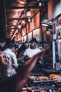 People working at restaurant