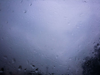 Full frame shot of raindrops on glass window