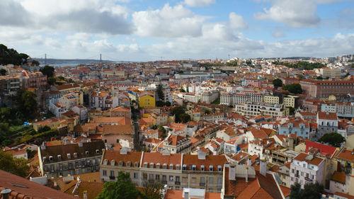 High angle view of townscape against sky