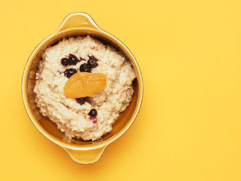 High angle view of breakfast served in bowl