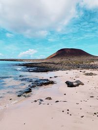 Scenic view of beach against sky