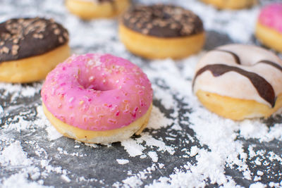 Close-up of donuts