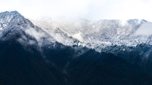 Scenic view of sea and mountains against sky