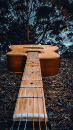 View of guitar on field