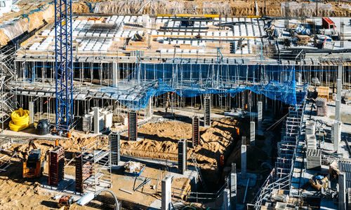 High angle view of construction site