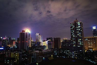 City lit up at night