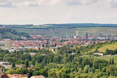 High angle view of townscape against sky