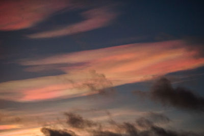 Low angle view of clouds in sky during sunset