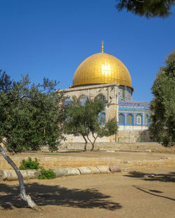 View of cathedral against clear blue sky