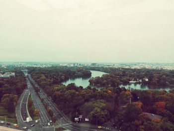 High angle view of city at waterfront