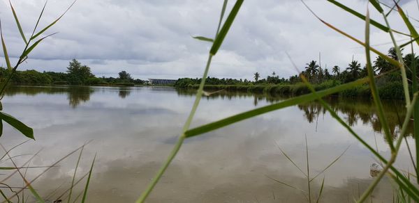 Scenic view of lake against sky